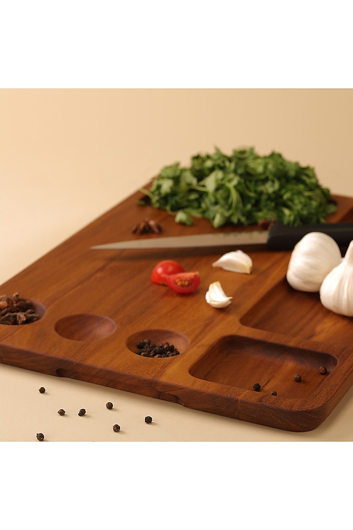 Brown Premium Teak Wood Organizer Chopping Board by Utopia Choice at Pernia's Pop Up Shop