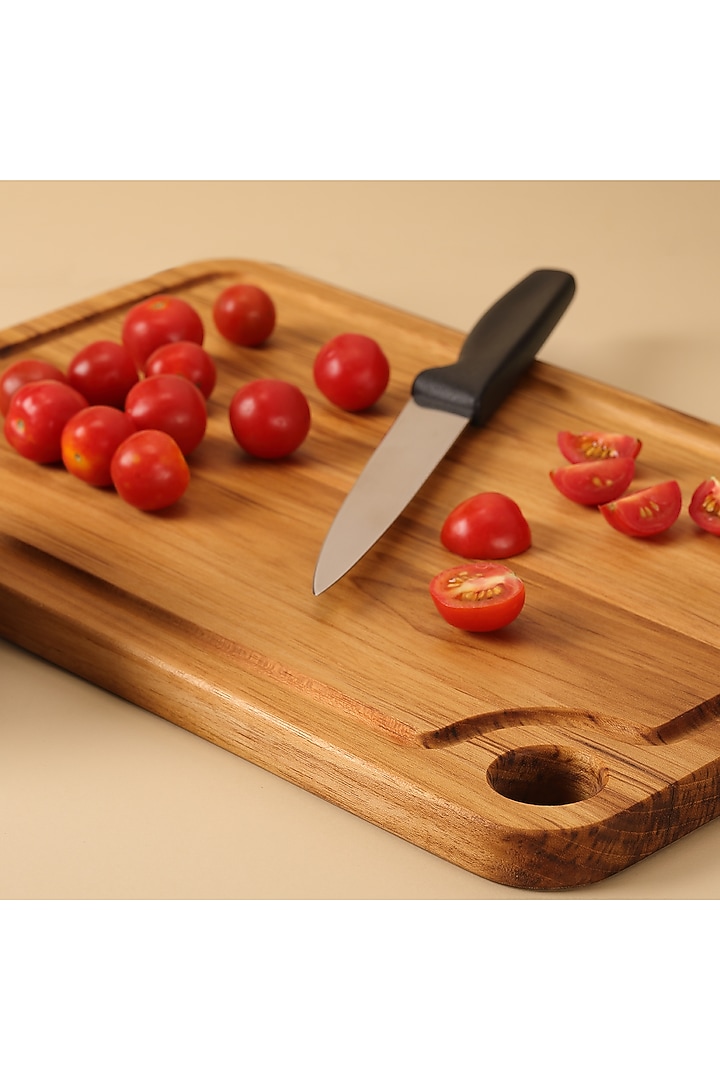 Brown Premium Teak Wood Reversible Chopping Board (Large) by Utopia Choice at Pernia's Pop Up Shop