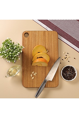 Brown Premium Teak Wood Reversible Chopping Board (Medium) by Utopia Choice