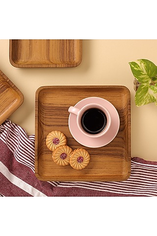 Brown Premium Teak Wood Serving Tray (Small) by Utopia Choice