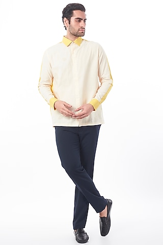 Black Block Printed Shirt by VAANI BESWAL MEN