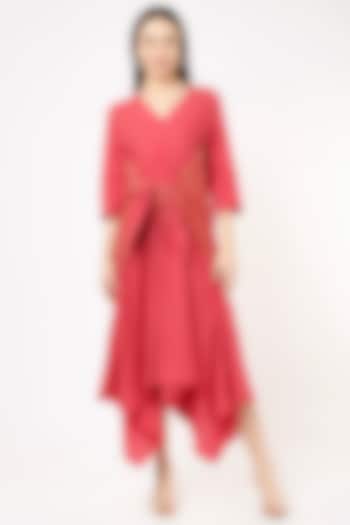 Red Cotton Wrapped Dress by VAANI BESWAL