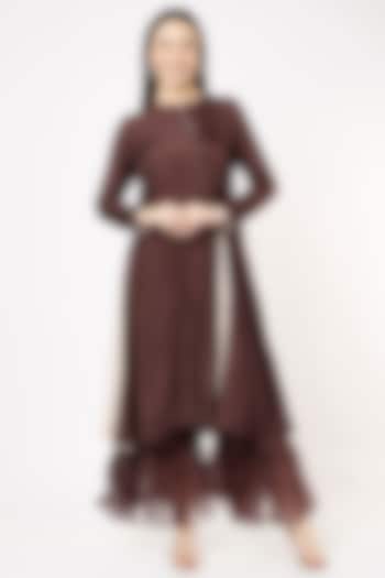 Brown Handwoven Silk Tunic Set by VAANI BESWAL at Pernia's Pop Up Shop