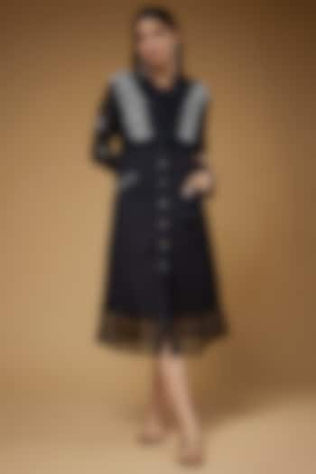 Black Chanderi Jacket Dress by VAANI BESWAL