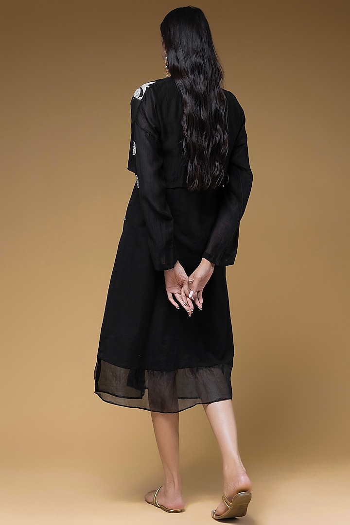 Black Chanderi Jacket Vacation Dress by VAANI BESWAL at Pernia's Pop Up Shop