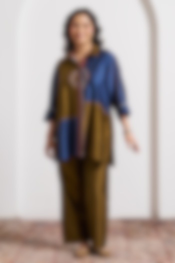 Multi-Colored Silk Chanderi Kurta Set by Vaaya at Pernia's Pop Up Shop