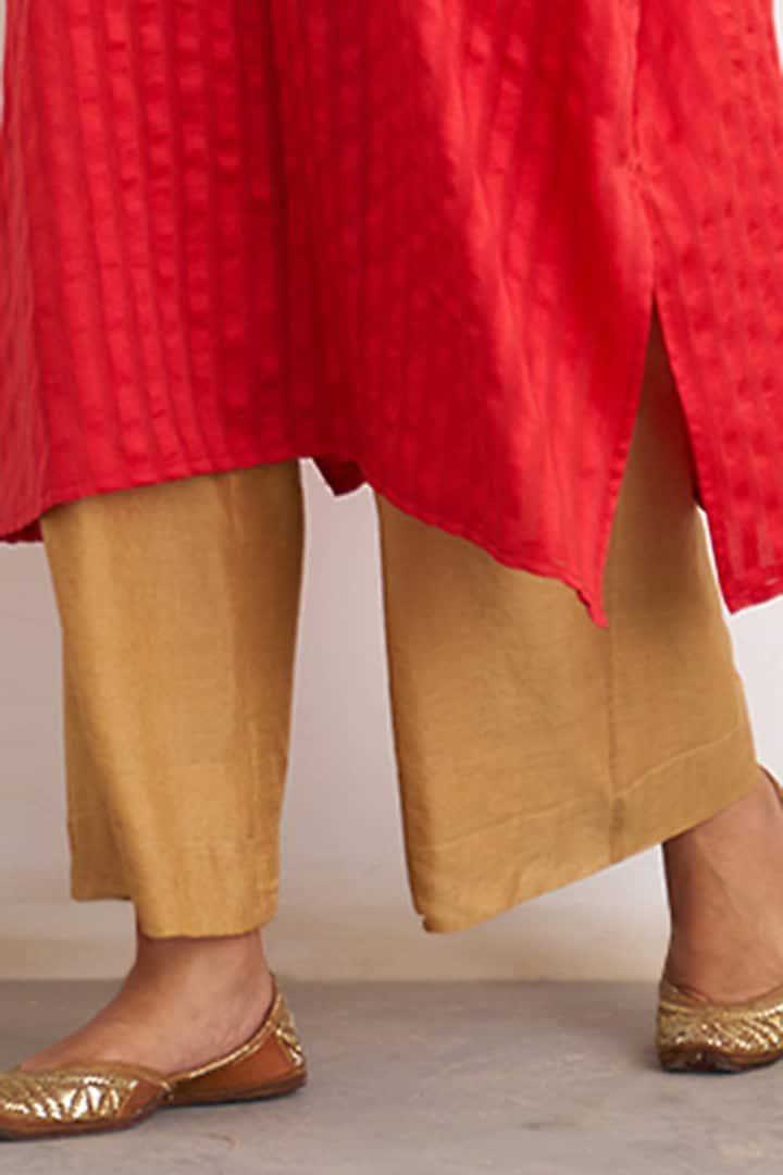 Red Silk Handwork Kaftan Set by Vaaya at Pernia's Pop Up Shop