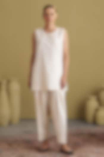 Ivory Mulberry Silk Co-Ord Set by Vaaya at Pernia's Pop Up Shop