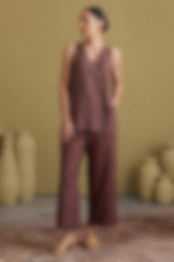 Brown Handwoven Silk Cotton Co-Ord Set by Vaaya at Pernia's Pop Up Shop