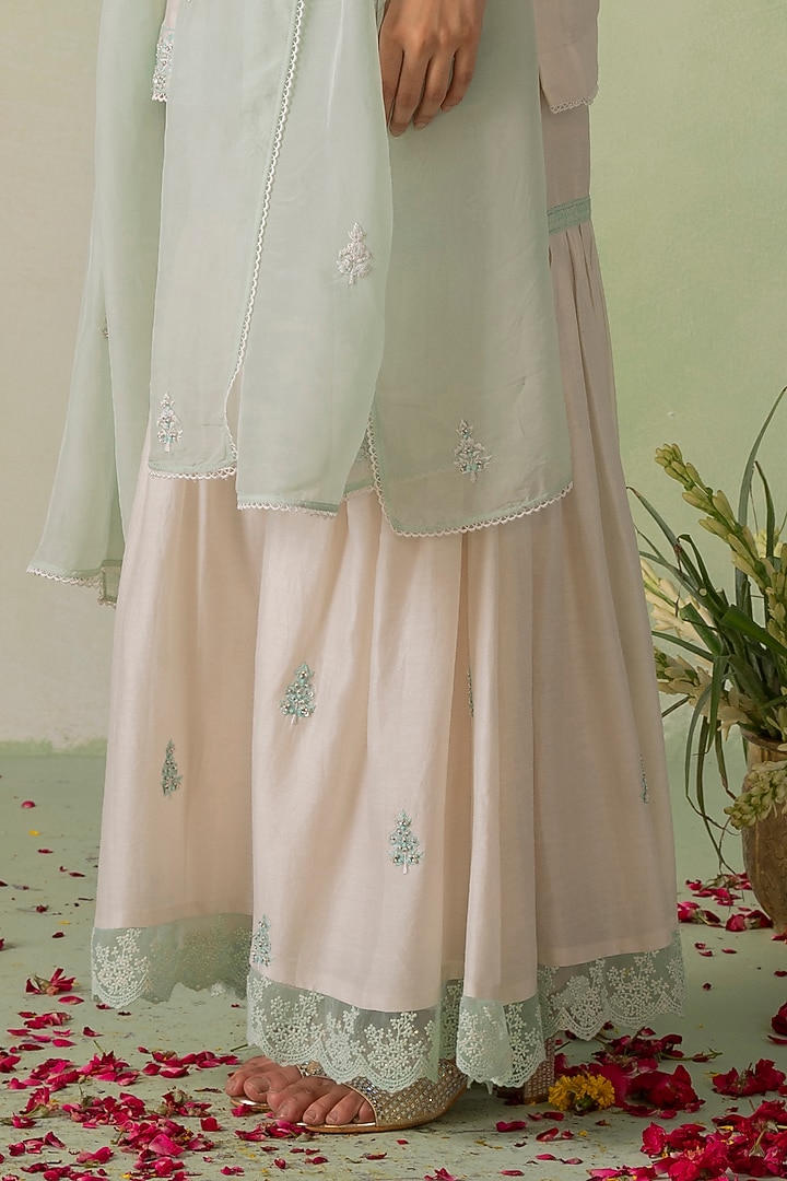 Ivory Chanderi Sequins Embroidered Gharara Set by Varun chhabra at Pernia's Pop Up Shop