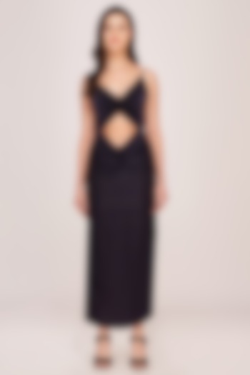 Purple Crepe Cut-Out Shimmer Midi Summer Dress by House of Varada at Pernia's Pop Up Shop