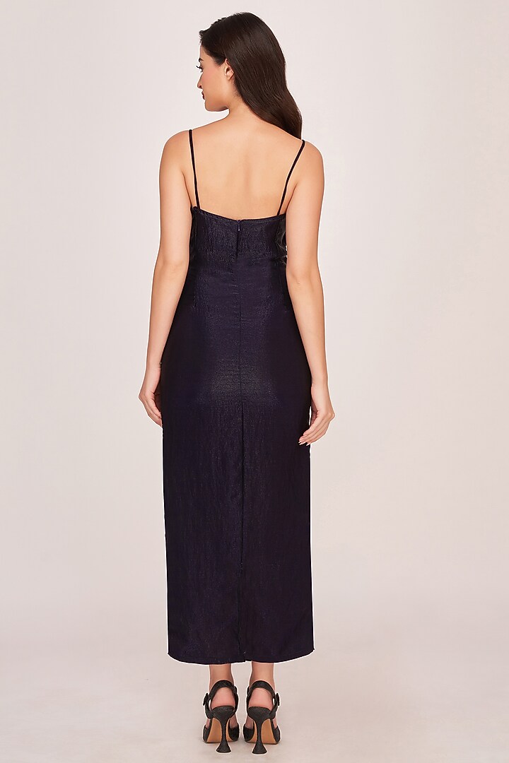 Purple Crepe Cut-Out Shimmer Midi Summer Dress by House of Varada at Pernia's Pop Up Shop