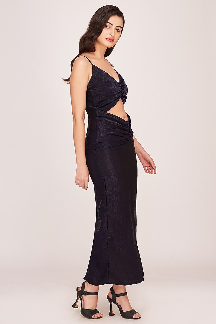 Purple Crepe Cut-Out Shimmer Midi Summer Dress by House of Varada at Pernia's Pop Up Shop