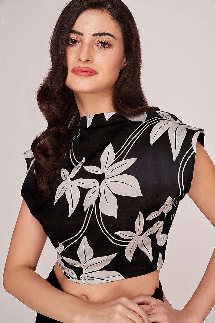 Black Satin Ankle-Length Skirt Set by House of Varada at Pernia's Pop Up Shop