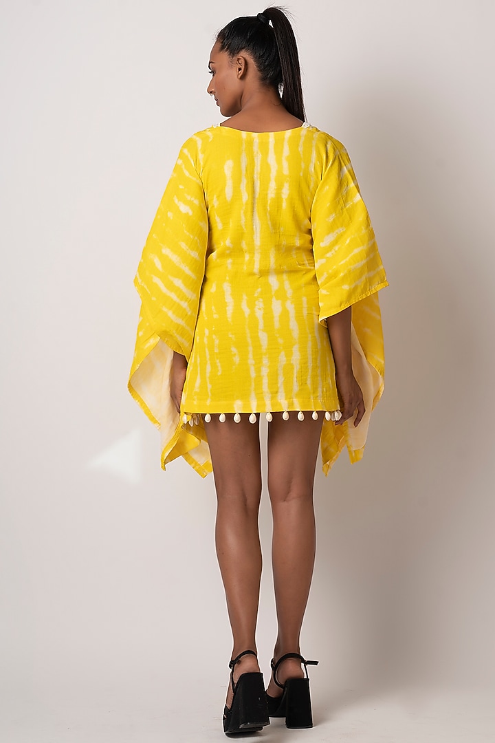 Yellow Cotton Tie-Dyed Printed Summer Dress by House of Varada at Pernia's Pop Up Shop