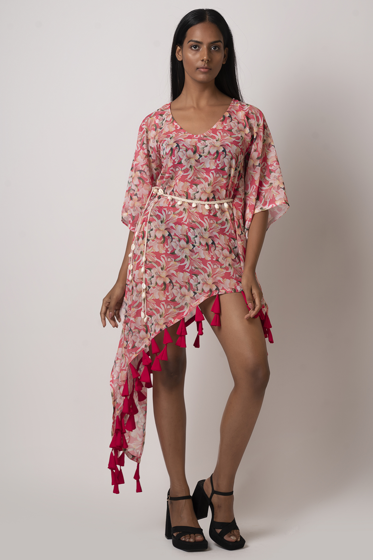 Pink Georgette Floral Printed Dress by House of Varada