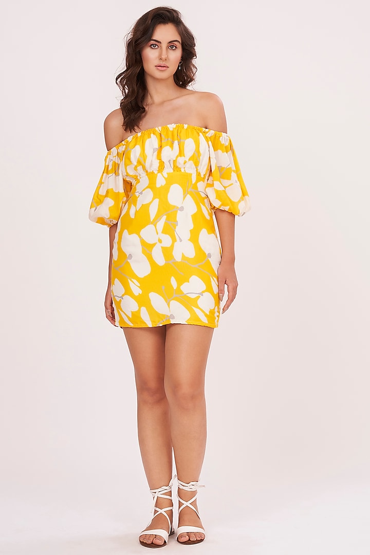 Yellow & White Muslin Dress by House of Varada