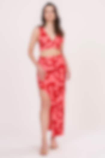 Red & Pink Muslin Co-Ord Set by House of Varada at Pernia's Pop Up Shop