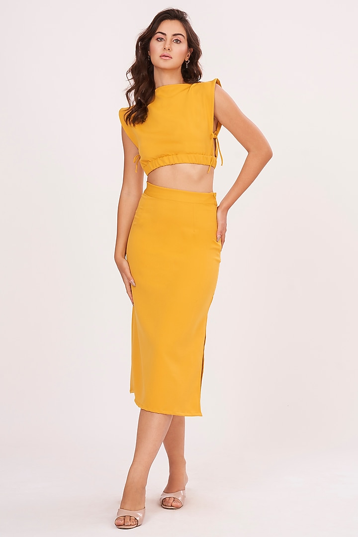 Mustard Yellow Muslin Co-Ord Set by House of Varada at Pernia's Pop Up Shop