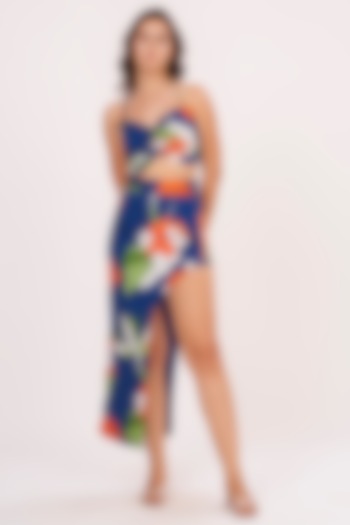 Blue Muslin Floral Printed Co-Ord Set by House of Varada at Pernia's Pop Up Shop