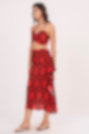 Dark Orange & Green Crepe Co-Ord Set by House of Varada at Pernia's Pop Up Shop