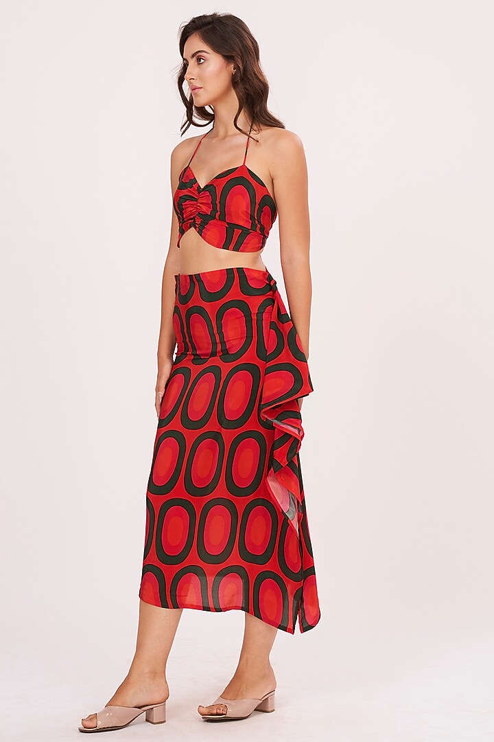 Dark Orange & Green Crepe Co-Ord Set by House of Varada at Pernia's Pop Up Shop