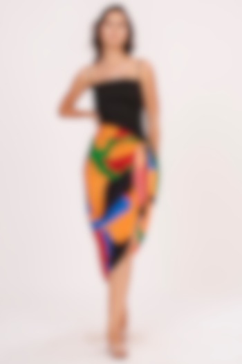 Black & Multi-Colored Crepe Co-Ord Set by House of Varada at Pernia's Pop Up Shop