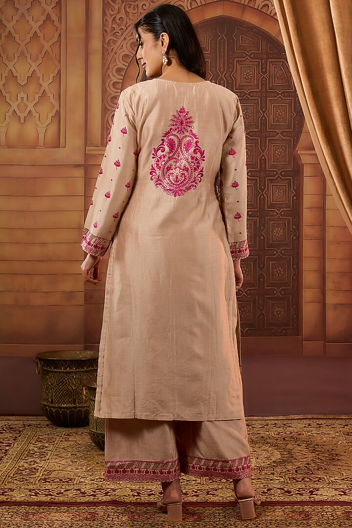 Multi-Colored Dhaka Silk Resham Sequins Work Kurta Set by VAGA FASHIONS at Pernia's Pop Up Shop