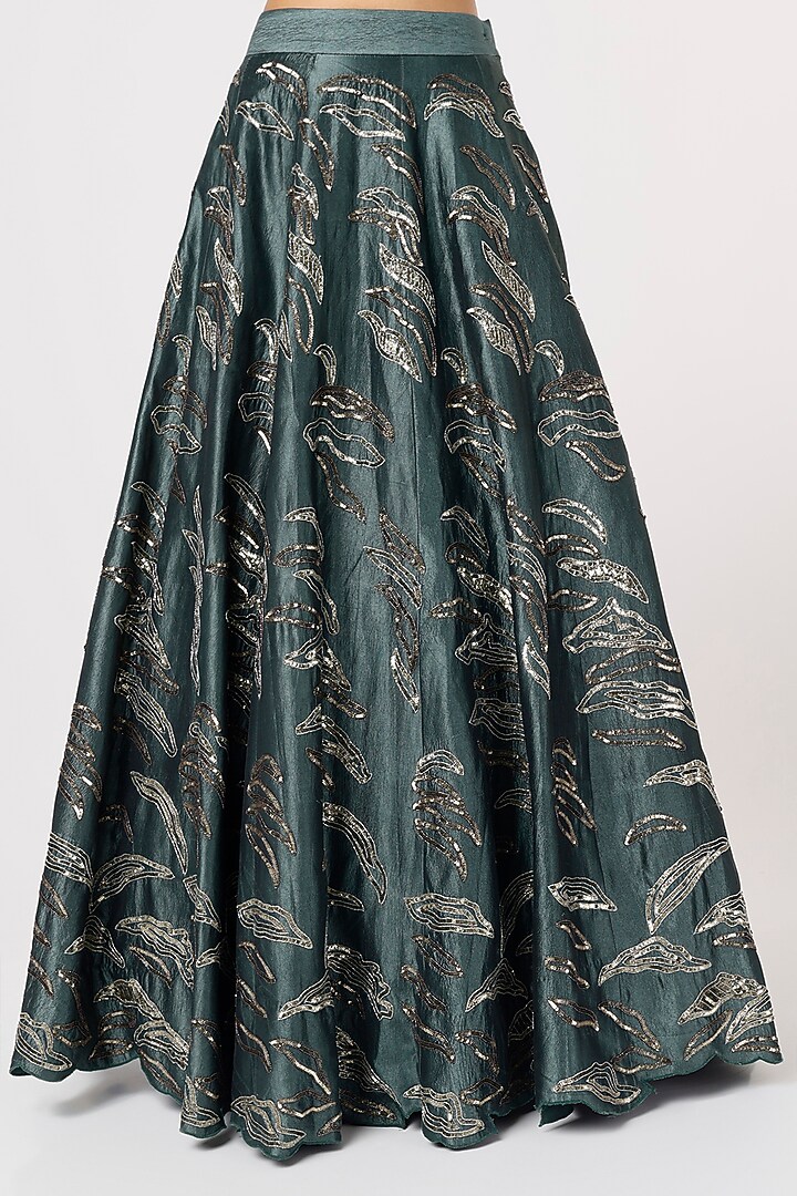 Turquoise Embroidered Bridal Lehenga Set by Vaibhav & Mitali at Pernia's Pop Up Shop