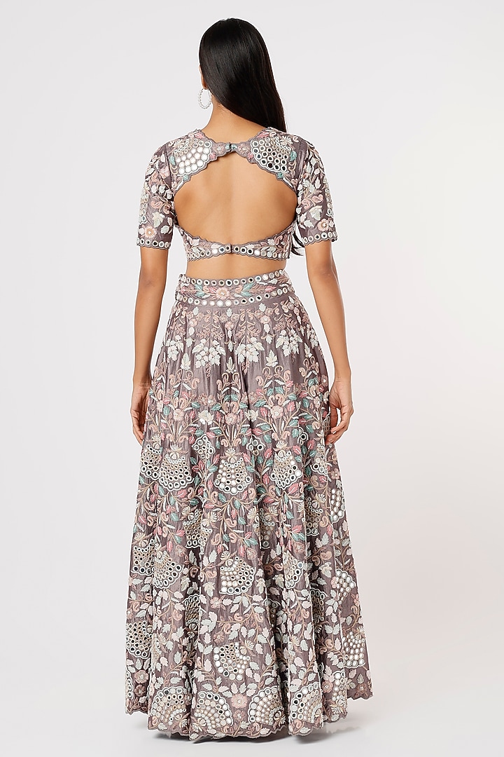 Mauve Embroidered Bridal Lehenga Set by Vaibhav & Mitali at Pernia's Pop Up Shop