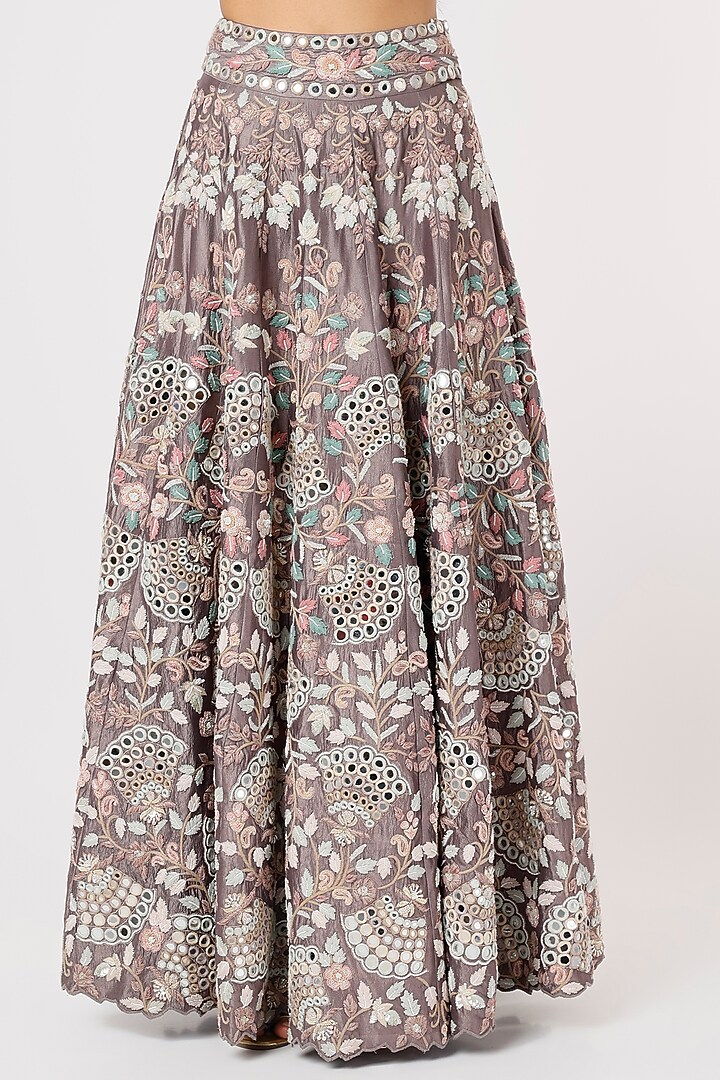Mauve Embroidered Bridal Lehenga Set by Vaibhav & Mitali at Pernia's Pop Up Shop