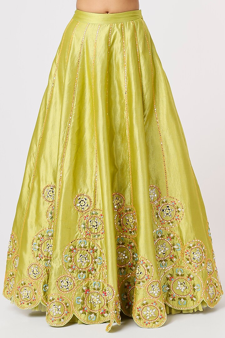 Mint Green Embroidered Wedding Lehenga Set by Vaibhav & Mitali at Pernia's Pop Up Shop