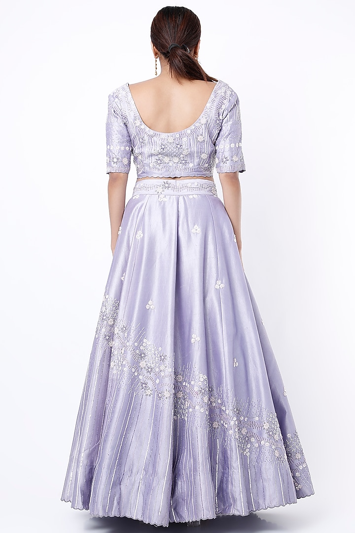 Light Purple Kora Silk Wedding Lehenga Set by Vaibhav & Mitali at Pernia's Pop Up Shop