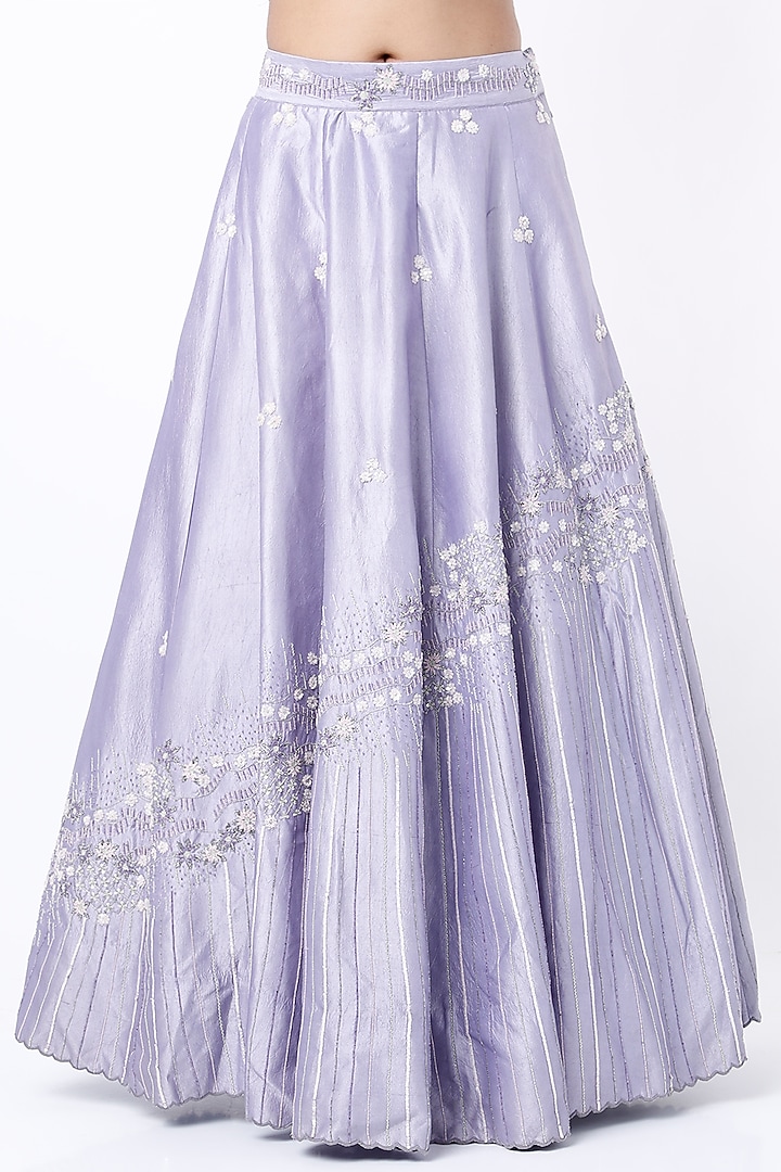 Light Purple Kora Silk Wedding Lehenga Set by Vaibhav & Mitali at Pernia's Pop Up Shop