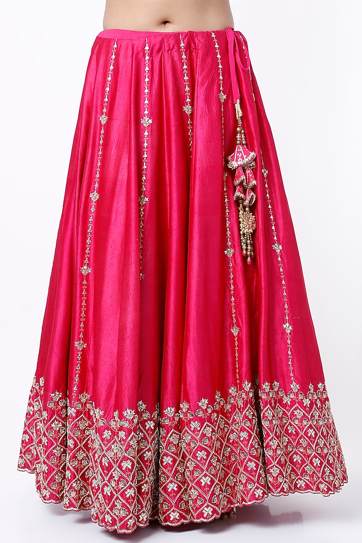 Fuchsia Kora Silk Wedding Lehenga Set by Vaibhav & Mitali at Pernia's Pop Up Shop