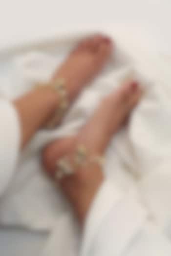 Gold Plated Beaded Anklets (Set of 2) by Vaidaan Jewellery at Pernia's Pop Up Shop
