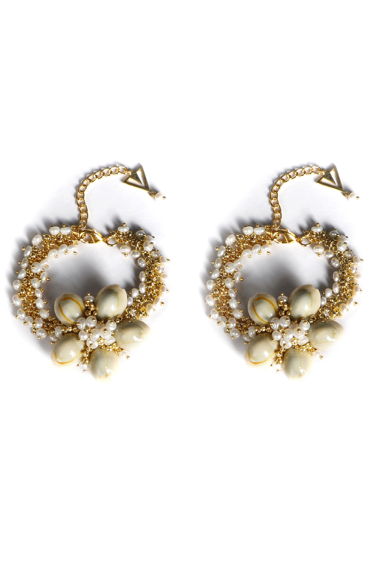 Gold Plated Seashells Anklets (Set of 2) by Vaidaan Jewellery