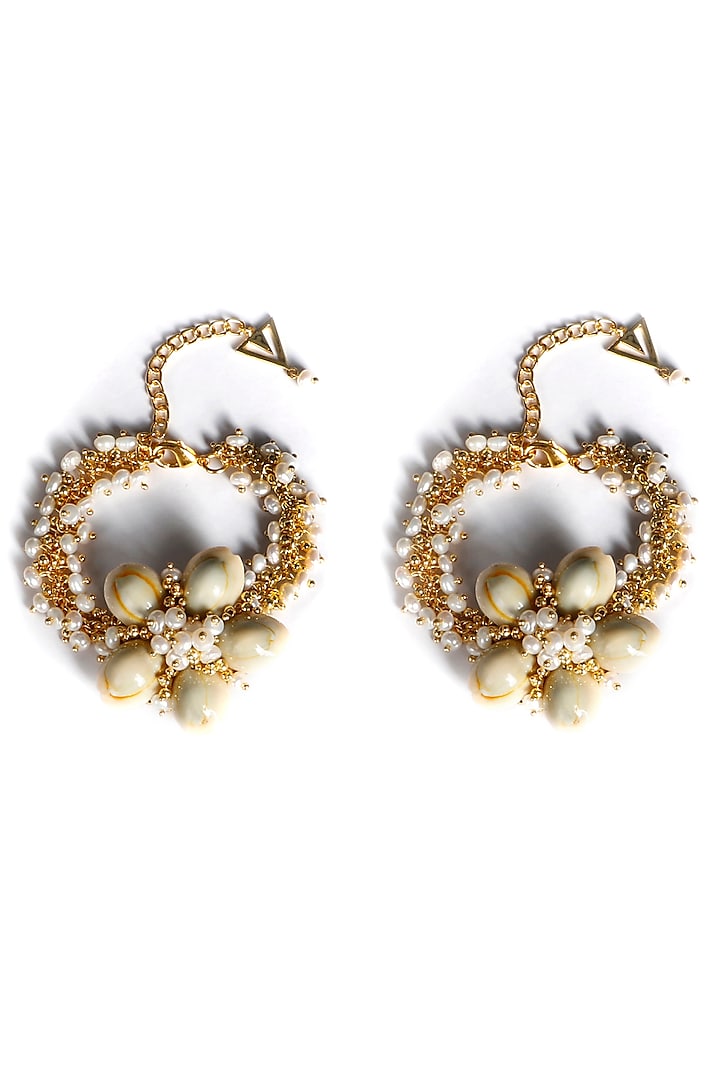 Gold Plated Seashells Anklets (Set of 2) by Vaidaan Jewellery