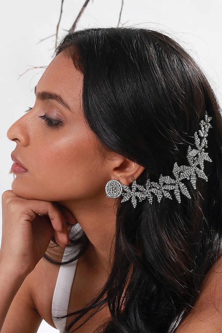 Two Tone Finish Earrings With Beads by Vaidaan Jewellery at Pernia's Pop Up Shop