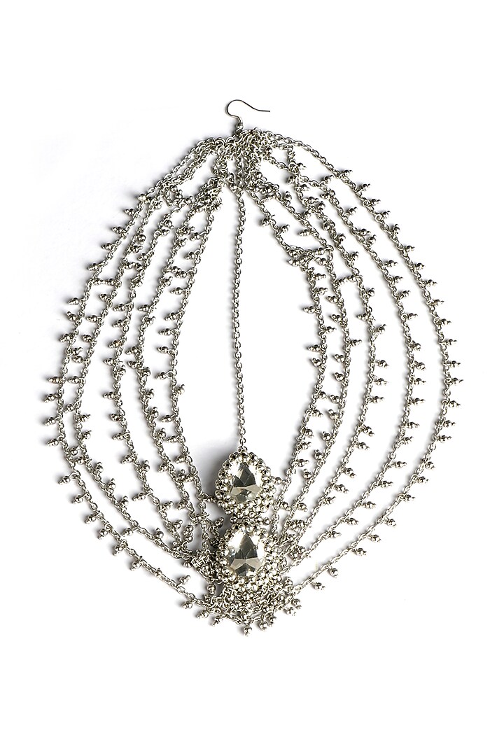 Two-Tone Finish Grey Bead & Stone Mathapatti by Vaidaan Jewellery at Pernia's Pop Up Shop