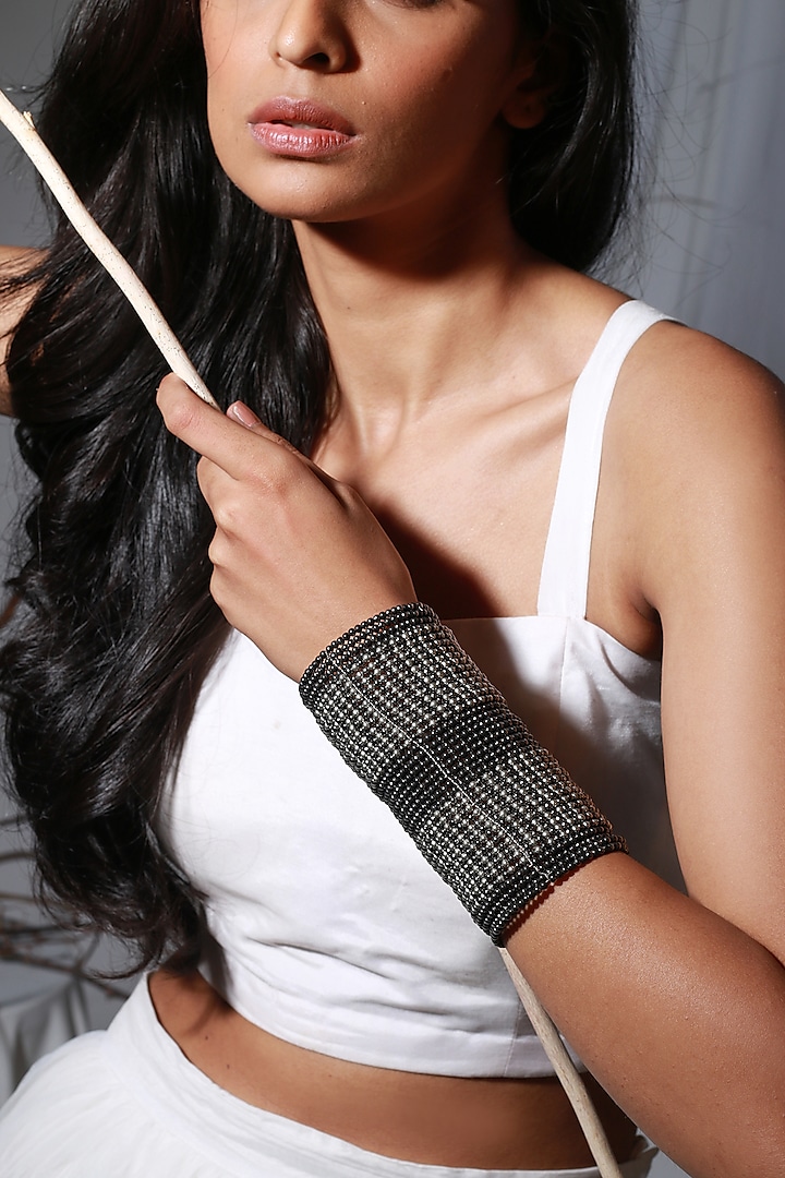 Two-Tone Finish Silver & Grey Bracelet by Vaidaan Jewellery at Pernia's Pop Up Shop