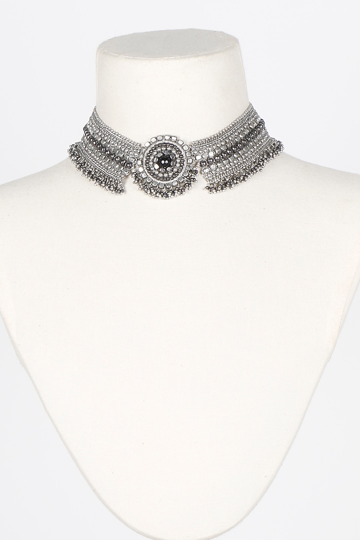 Two-Tone Finish Metal Bead Choker Necklace by Vaidaan Jewellery at Pernia's Pop Up Shop