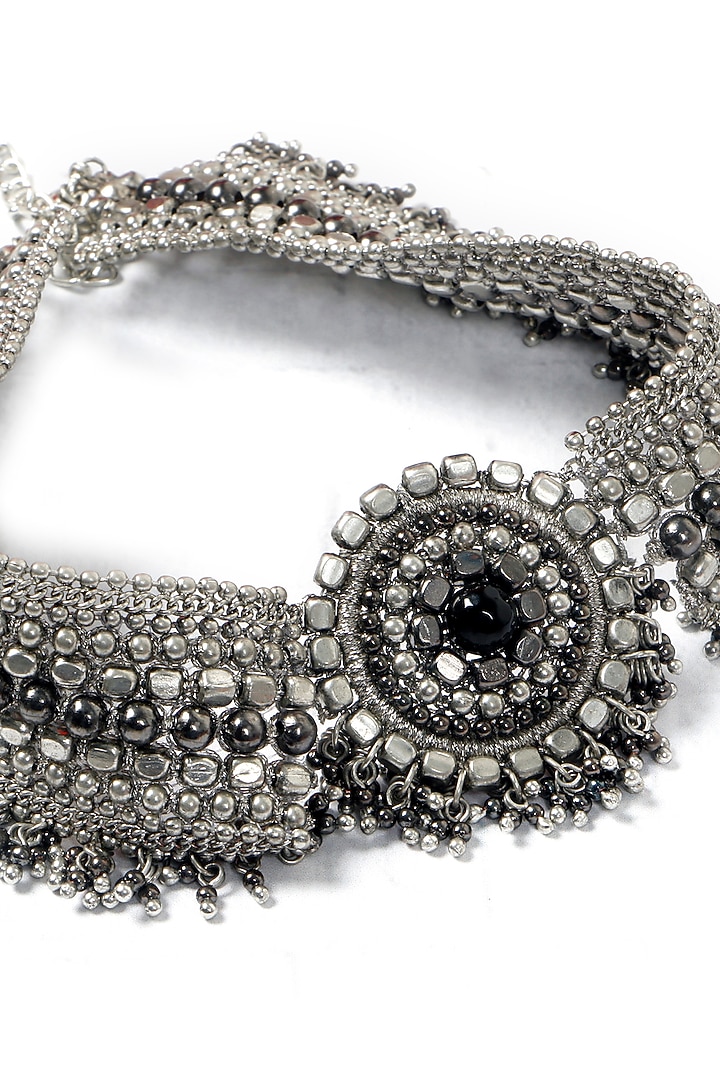 Two-Tone Finish Metal Bead Choker Necklace by Vaidaan Jewellery at Pernia's Pop Up Shop