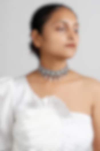 Two-Tone Finish Metal Bead & Stone Choker Necklace by Vaidaan Jewellery at Pernia's Pop Up Shop