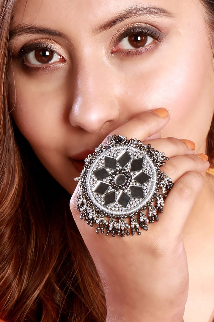 Two-Tone Finish Mirror Crochet Ring by Vaidaan Jewellery at Pernia's Pop Up Shop
