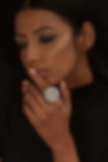 Two-Tone Finish Mirror & Silver Beaded Ring by Vaidaan Jewellery at Pernia's Pop Up Shop