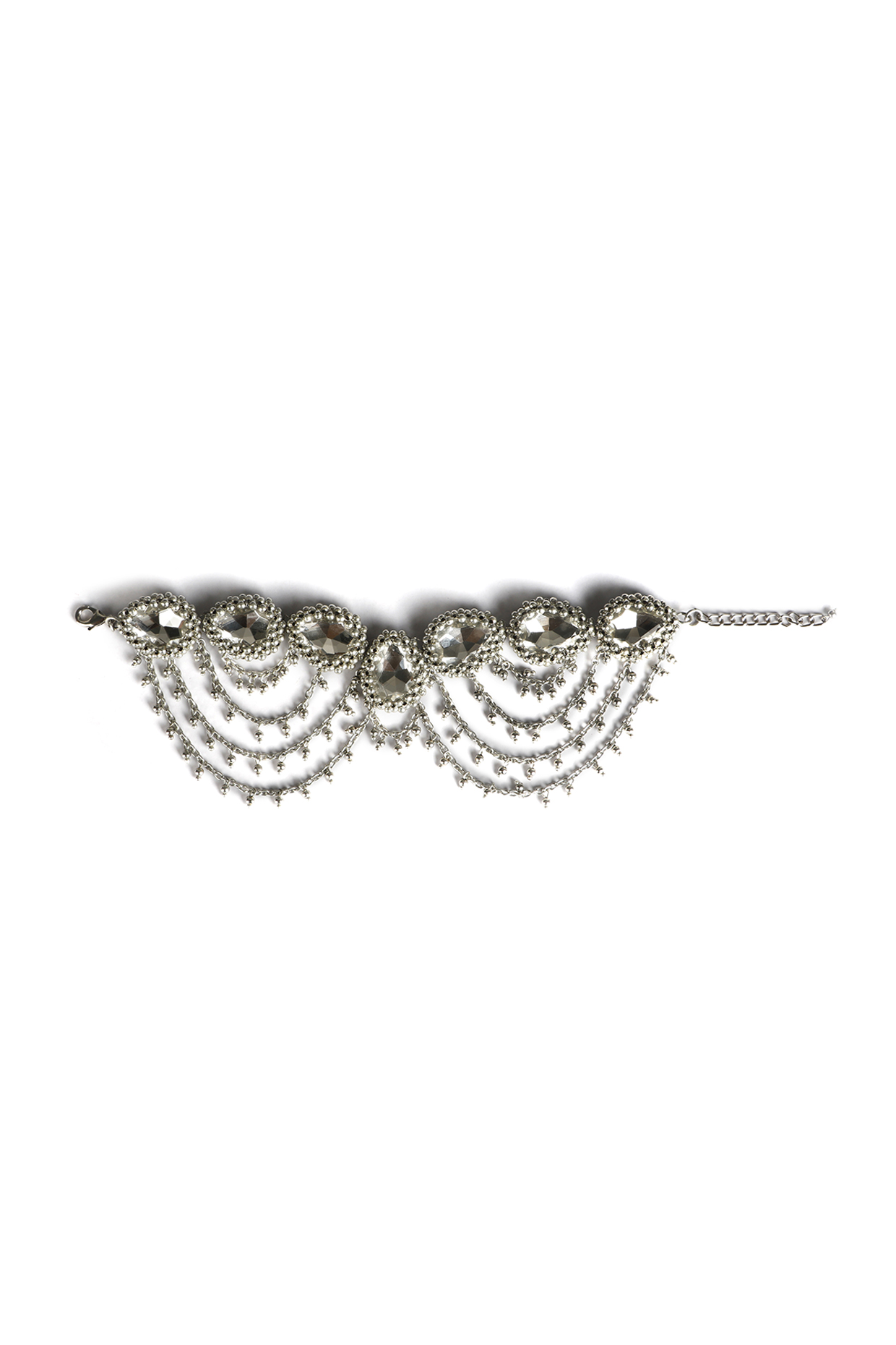 Two-Tone Finish Metal Beads & Stone Anklets (Set of 2) by Vaidaan Jewellery