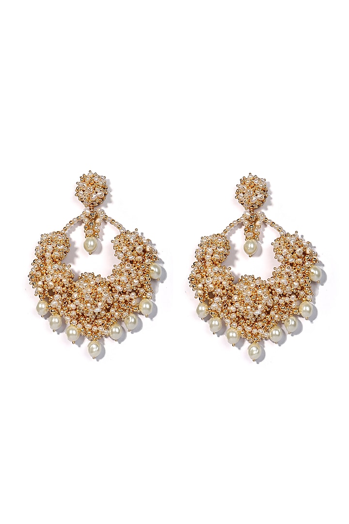 Gold Plated Beads & Pearl Chandbali Earrings by Vaidaan Jewellery at Pernia's Pop Up Shop