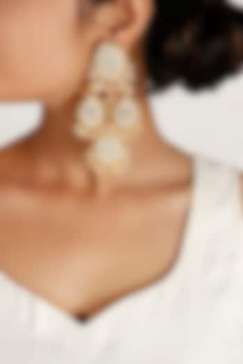 Gold Plated Pearl Dangler Earrings by Vaidaan Jewellery at Pernia's Pop Up Shop