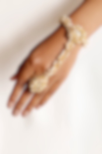 Gold Plated Shell & Pearl Haathphool by Vaidaan Jewellery at Pernia's Pop Up Shop